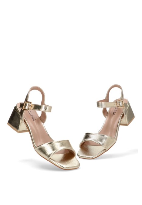 Sandalia de mujer Luna Collection 60-2591 oro sintetico tacón medio