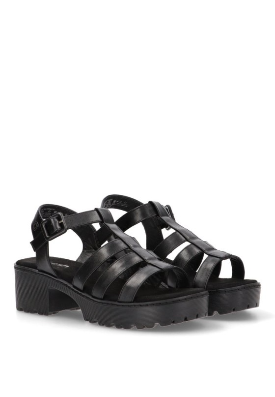 Sandalia de mujer REFRESH 172712 negro sintetico tacón medio