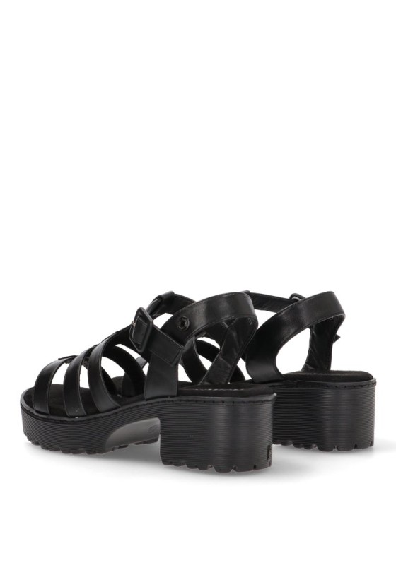 Sandalia de mujer REFRESH 172712 negro sintetico tacón medio