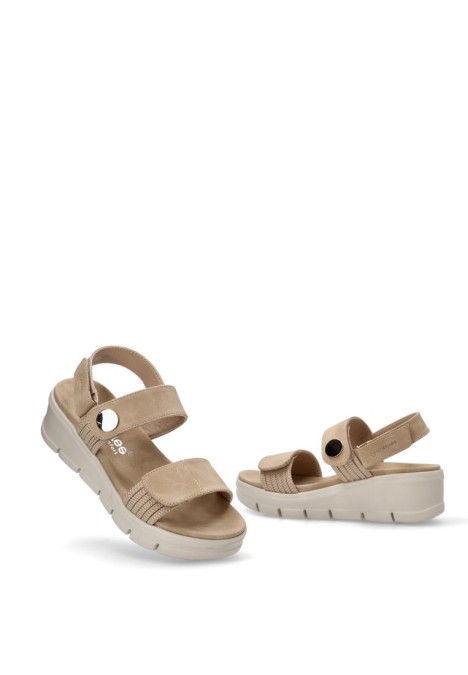Sandalia de mujer AMARPIES abz23505 beige sintetico cuña media