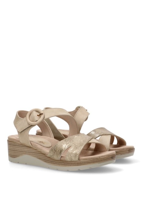 Sandalia de mujer AMARPIES abz28610 beige sintetico cuña media