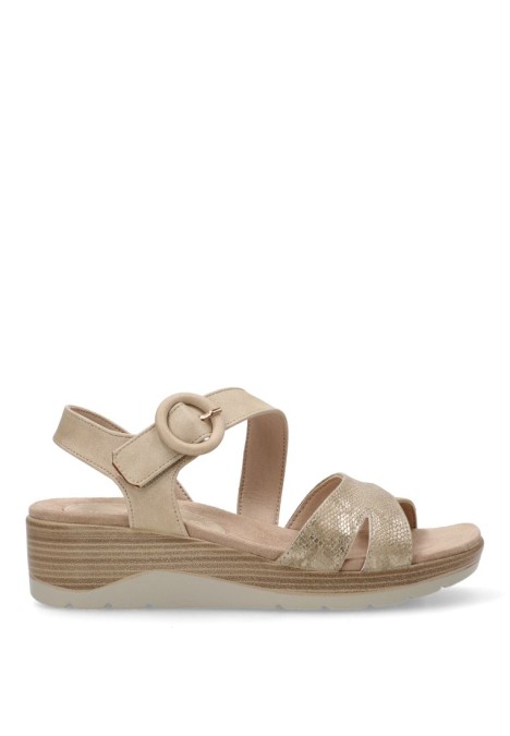 Sandalia de mujer AMARPIES abz28610 beige sintetico cuña media