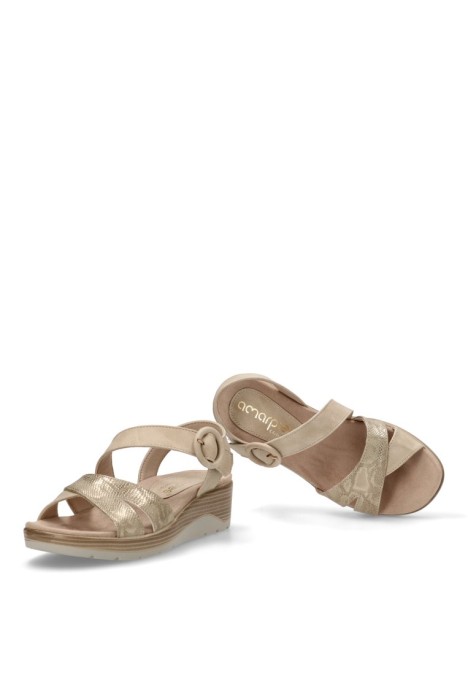 Sandalia de mujer AMARPIES abz28610 beige sintetico cuña media