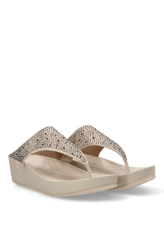 Sandalia de mujer AMARPIES abz26579 beige sintetico cuña media
