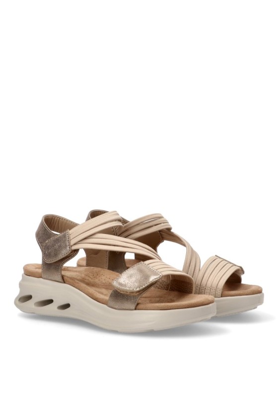 Sandalia de mujer AMARPIES abz28653 platino sintetico cuña media