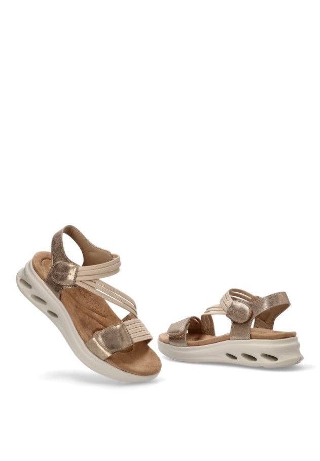 Sandalia de mujer AMARPIES abz28653 platino sintetico cuña media