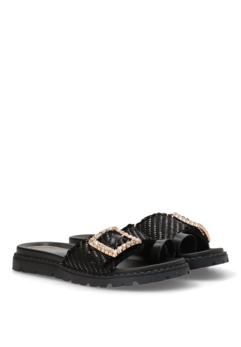 Sandalia de mujer MARIA MARE 68556 negro sintetico suela plana