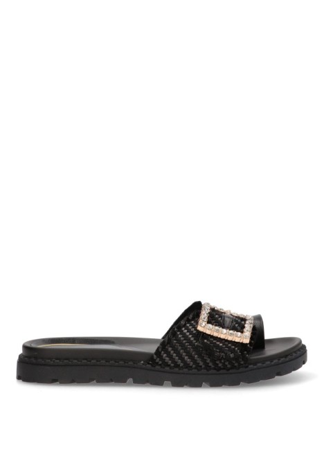Sandalia de mujer MARIA MARE 68556 negro sintetico suela plana