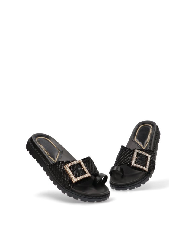 Sandalia de mujer MARIA MARE 68556 negro sintetico suela plana