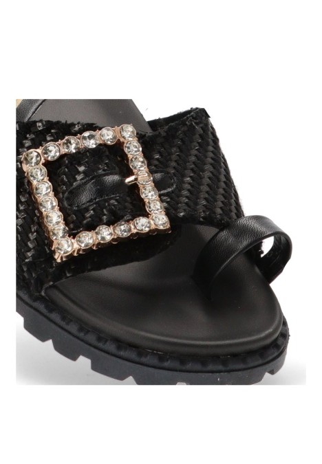 Sandalia de mujer MARIA MARE 68556 negro sintetico suela plana