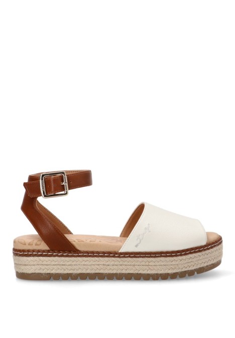 Sandalia de mujer MUSTANG 59617 blanco sintetico suela doble