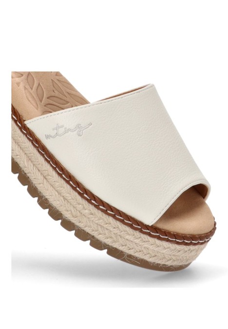 Sandalia de mujer MUSTANG 59617 blanco sintetico suela doble