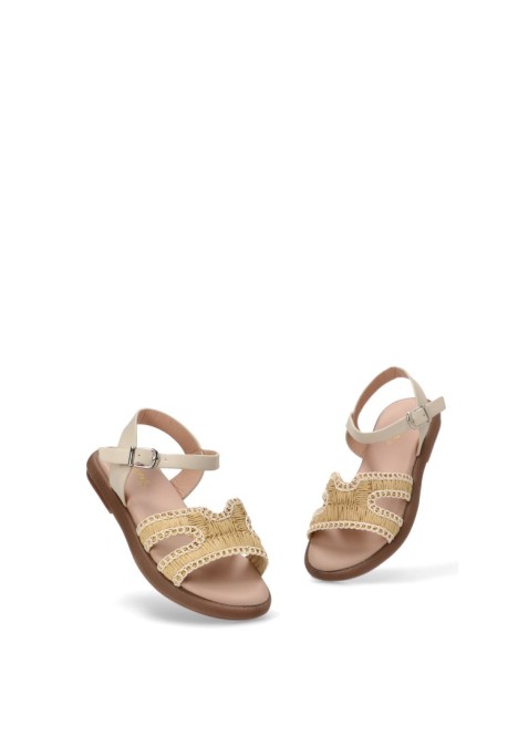 Sandalia de niña LUNA KIDS rbs1332 beige sintetico suela plana