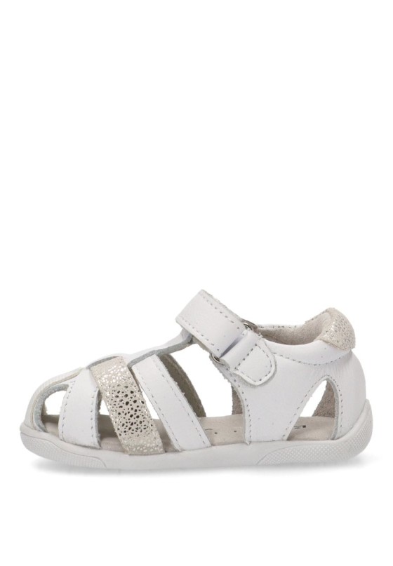 Sandalia de niña LUNA KIDS rbs222 blanco piel suela plana
