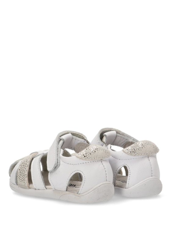 Sandalia de niña LUNA KIDS rbs222 blanco piel suela plana