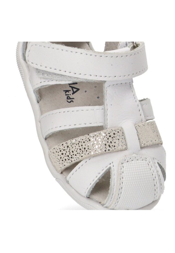 Sandalia de niña LUNA KIDS rbs222 blanco piel suela plana
