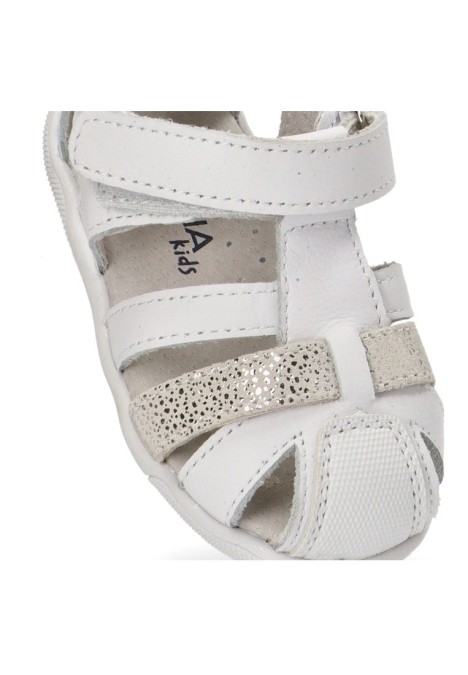 Sandalia de niña LUNA KIDS rbs222 blanco piel suela plana