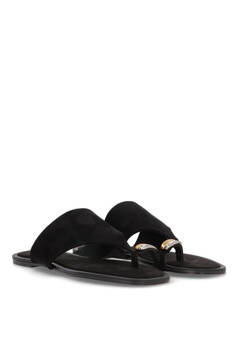 Sandalia de mujer LUNA TREND m5480 negro sintetico suela plana