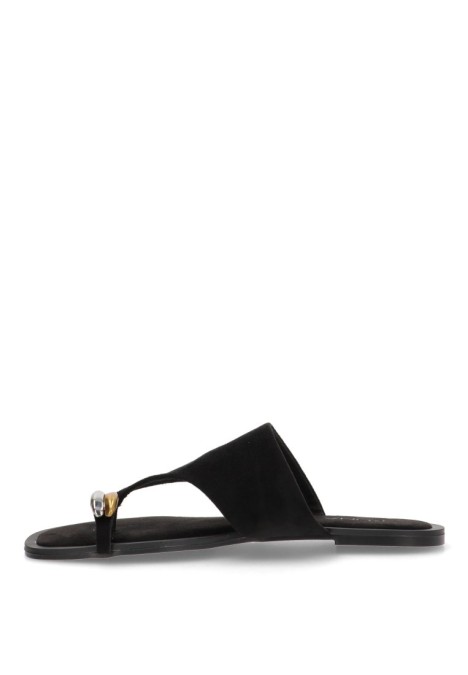 Sandalia de mujer LUNA TREND m5480 negro sintetico suela plana