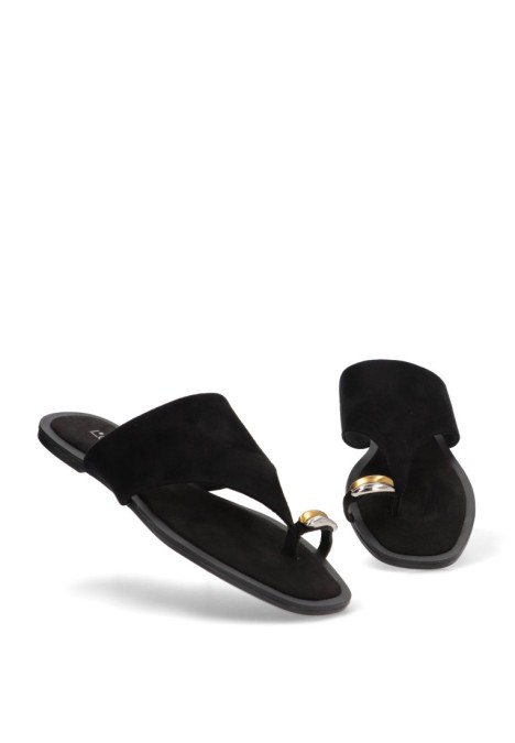 Sandalia de mujer LUNA TREND m5480 negro sintetico suela plana