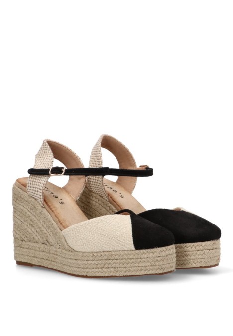 Alpargata de mujer TINAS 5116 negro sintetico cuña alta