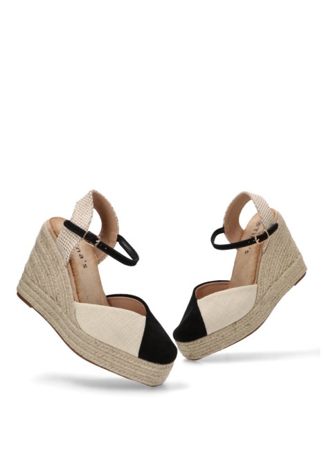 Alpargata de mujer TINAS 5116 negro sintetico cuña alta