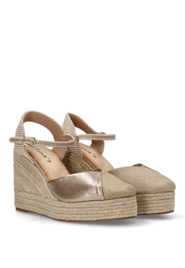 Alpargata de mujer TINAS 5116 taupe sintetico cuña alta