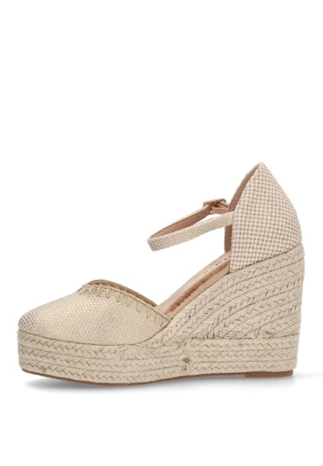 Alpargata de mujer TINAS 5102 oro sintetico cuña alta