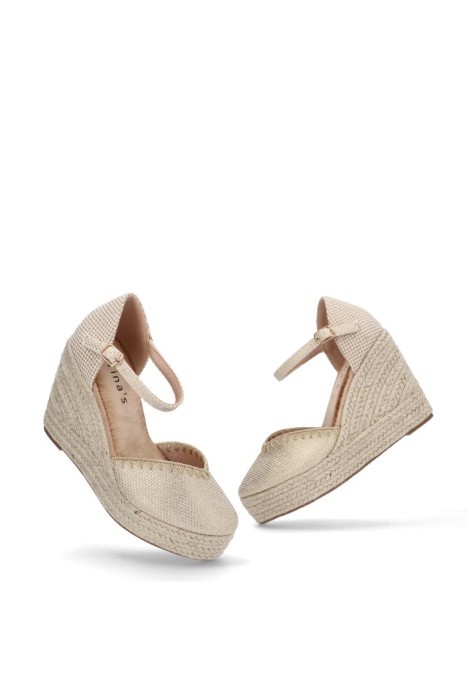 Alpargata de mujer TINAS 5102 oro sintetico cuña alta