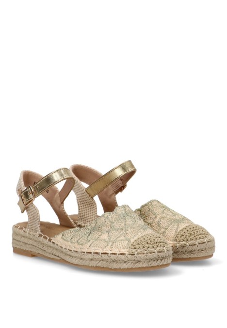 Alpargata de mujer BUONAROTTI fb-3467 oro textil  suela plana