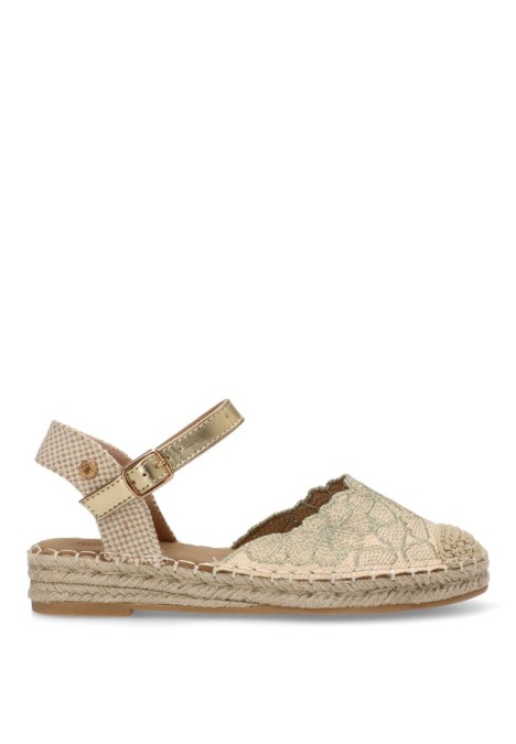 Alpargata de mujer BUONAROTTI fb-3467 oro textil  suela plana