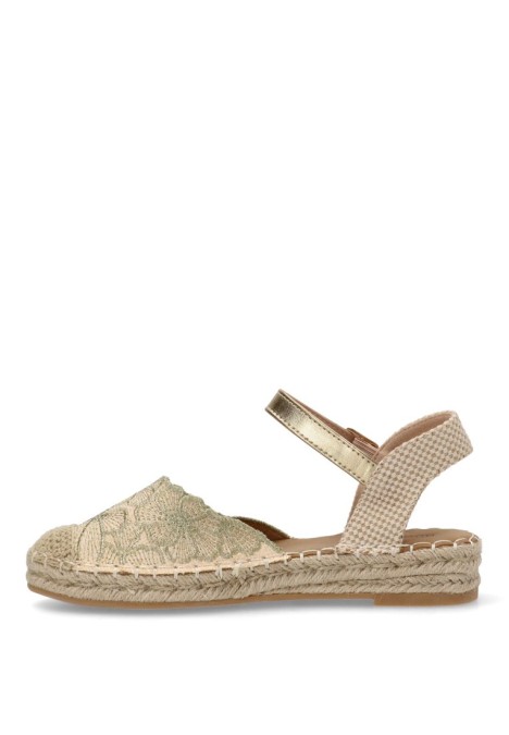 Alpargata de mujer BUONAROTTI fb-3467 oro textil  suela plana