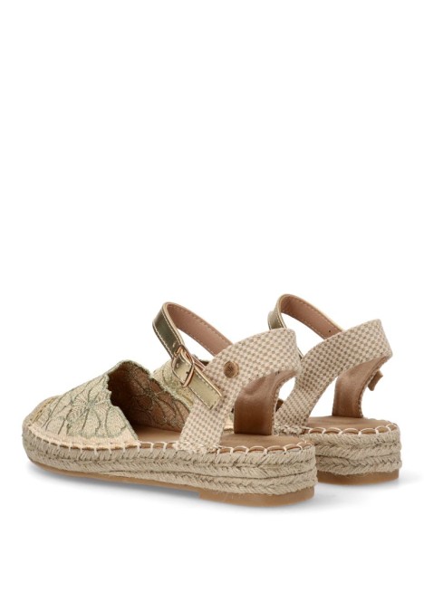 Alpargata de mujer BUONAROTTI fb-3467 oro textil  suela plana