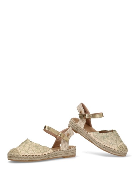 Alpargata de mujer BUONAROTTI fb-3467 oro textil  suela plana