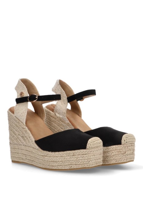 Alpargata de mujer BUONAROTTI cf5072 negro sintetico cuña alta