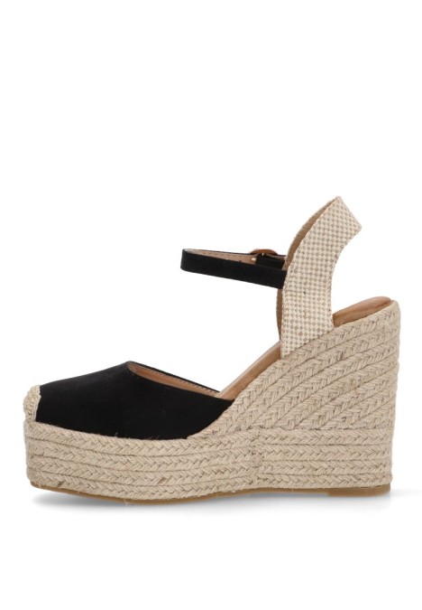 Alpargata de mujer BUONAROTTI cf5072 negro sintetico cuña alta