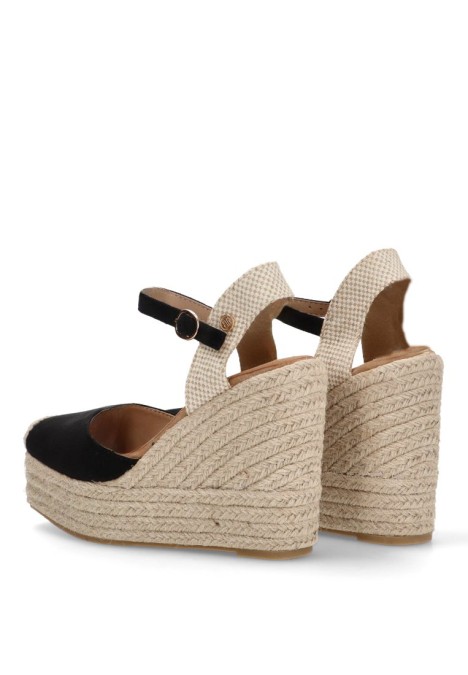 Alpargata de mujer BUONAROTTI cf5072 negro sintetico cuña alta