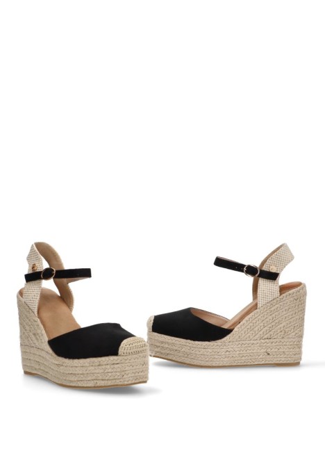Alpargata de mujer BUONAROTTI cf5072 negro sintetico cuña alta