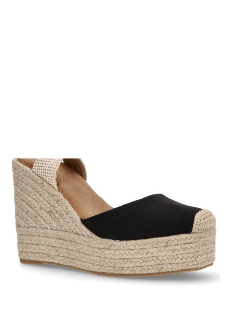 Alpargata de mujer BUONAROTTI cf5072 negro sintetico cuña alta