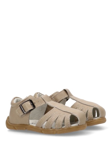 Sandalia de niño LUNA KIDS rbs3316 beige piel suela plana