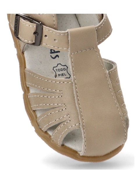 Sandalia de niño LUNA KIDS rbs3316 beige piel suela plana