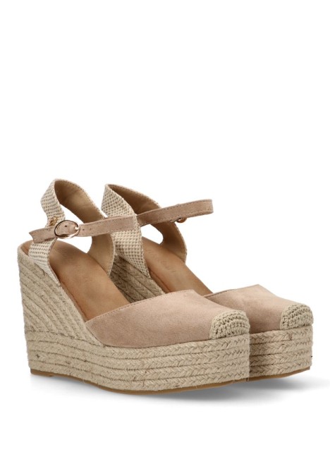 Alpargata de mujer BUONAROTTI cf5072 beige sintetico cuña alta