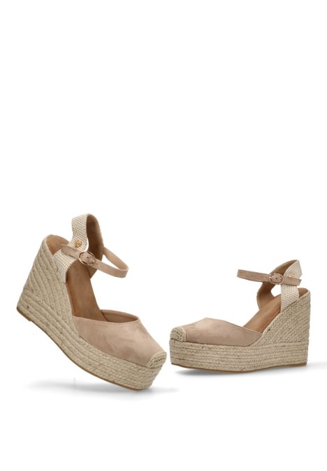 Alpargata de mujer BUONAROTTI cf5072 beige sintetico cuña alta