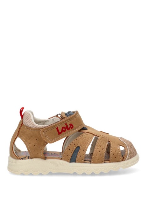Sandalia de niño LOIS 63277 camel sintetico suela plana