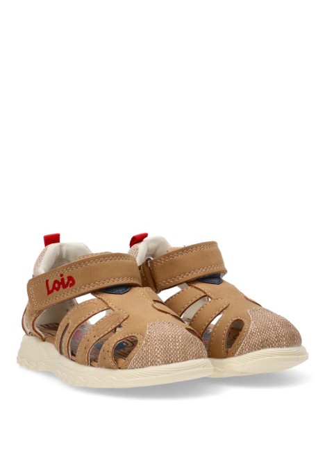 Sandalia de niño LOIS 63277 camel sintetico suela plana