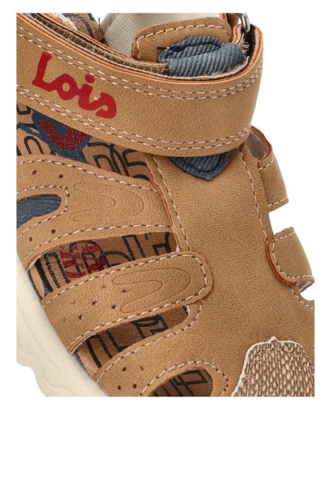 Sandalia de niño LOIS 63277 camel sintetico suela plana