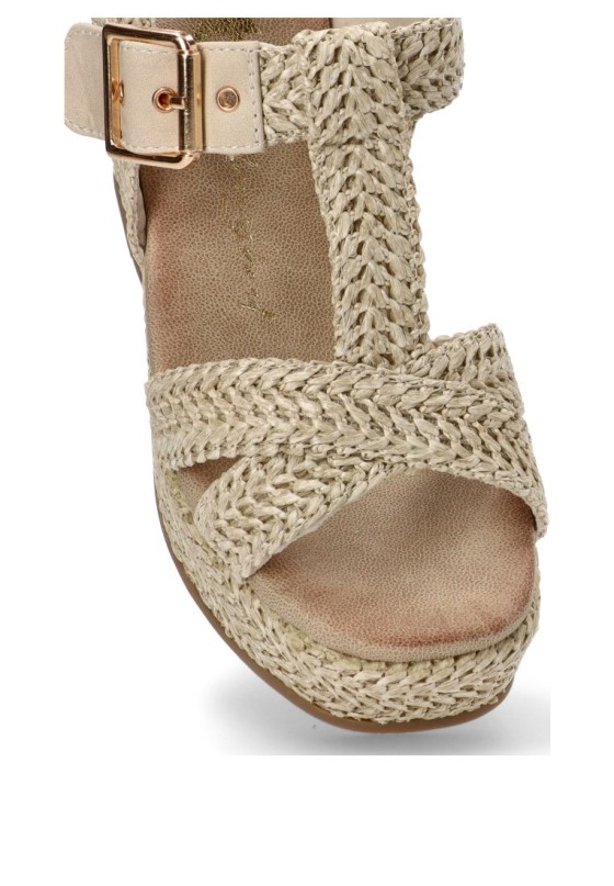 Sandalia de mujer XTI 143833 beige sintetico cuña alta