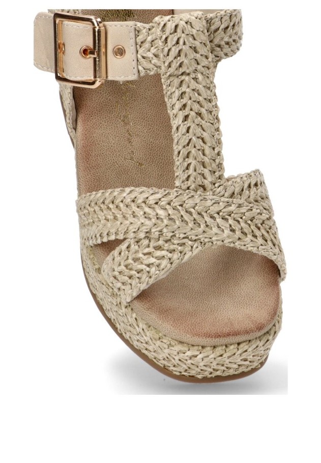 Sandalia de mujer XTI 143833 beige sintetico cuña alta