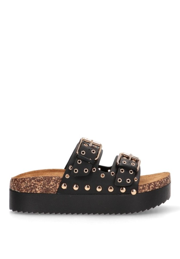Sandalia de mujer STAY 18-2543 negro sintetico suela doble
