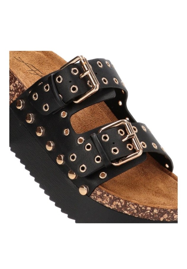 Sandalia de mujer STAY 18-2543 negro sintetico suela doble